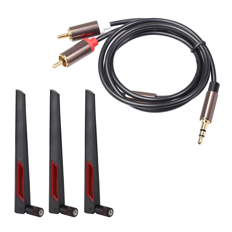 

1 шт. Rca кабель Hifi стерео 3,5 мм к 2Rca аудио кабель и 1 компл. SMA 8Dbi 2,4G/5,8G двухдиапазонный антенный адаптер Wi-Fi маршрутизатора