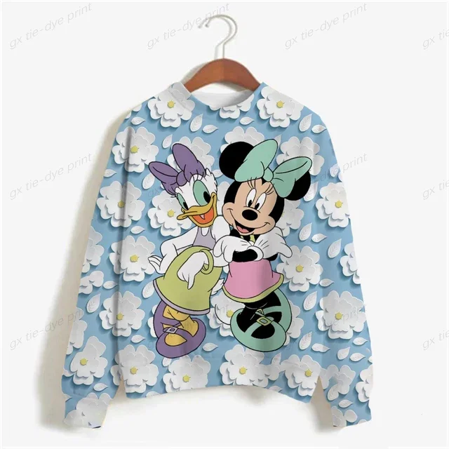 thumbnail image 1 of Sudaderas de mujer 2024, suéteres de punto de cuello redondo coreanos dulces, sudaderas holgadas de otoño de Disney Mickey Mouse, ropa de mujer con estampado 3D, 1 of 5