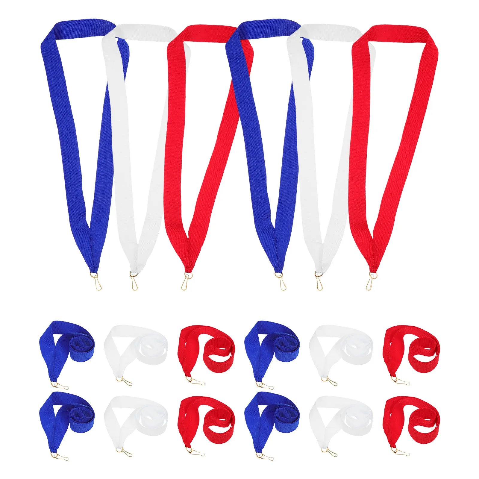 30Pcs 블루 명예 리본 상 메달 넥 끈 플랫 메달 홀더 스포츠 회의 졸업 학생 상을 위한 스냅 클립