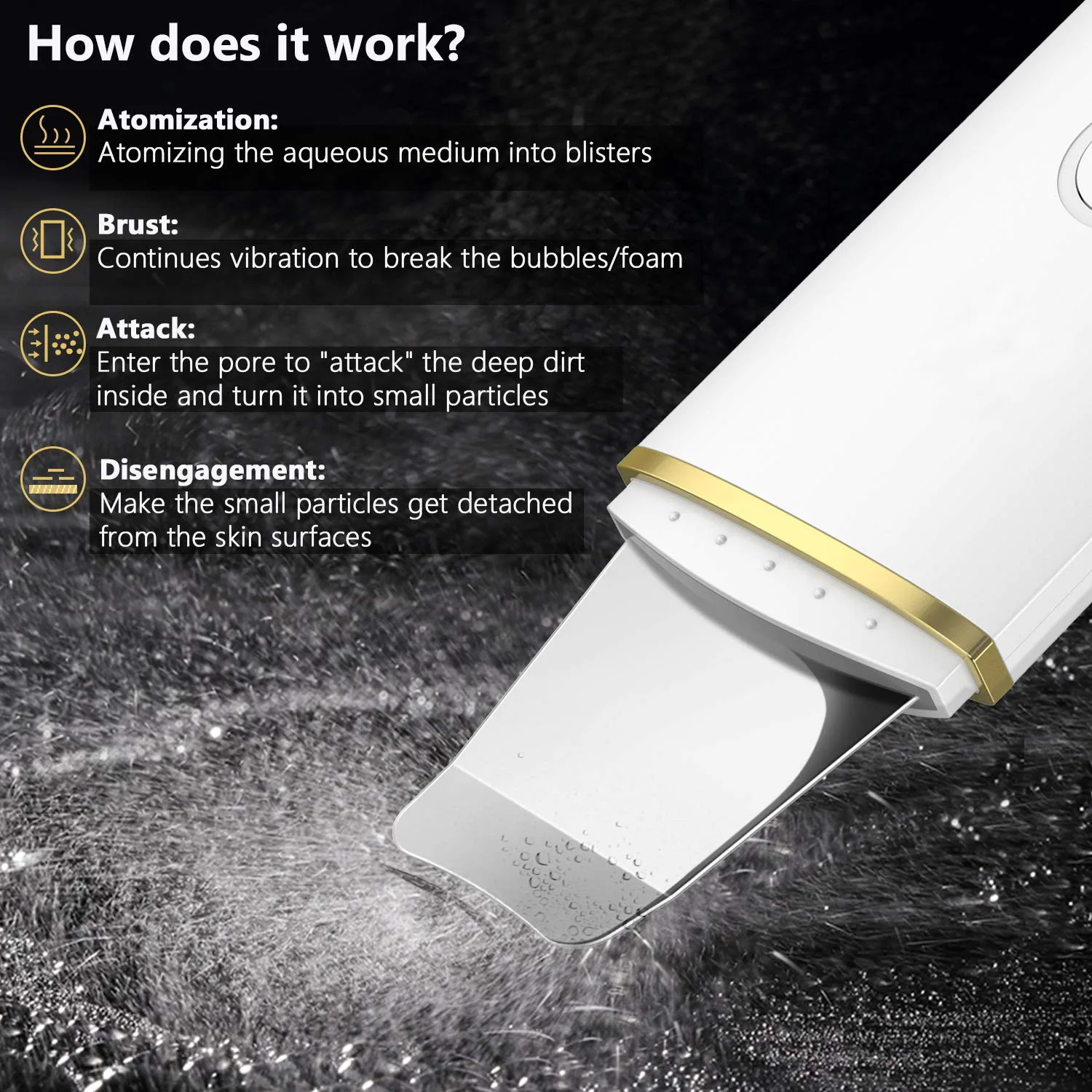 25Khz Ultrasonic Vibration Skin Scrubber EMS Stainless Steel Spatula Blackhead Remover Skin Scrubber