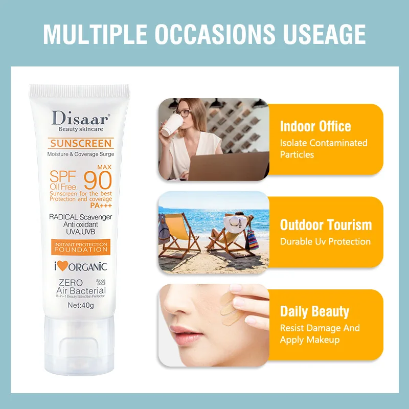 Facial Body Sunscreen Skin Whiten Sun Cream SPF90 Waterproof Face Body Arms Thighs Outdoor UV Protective Cream Seaside Sunblock