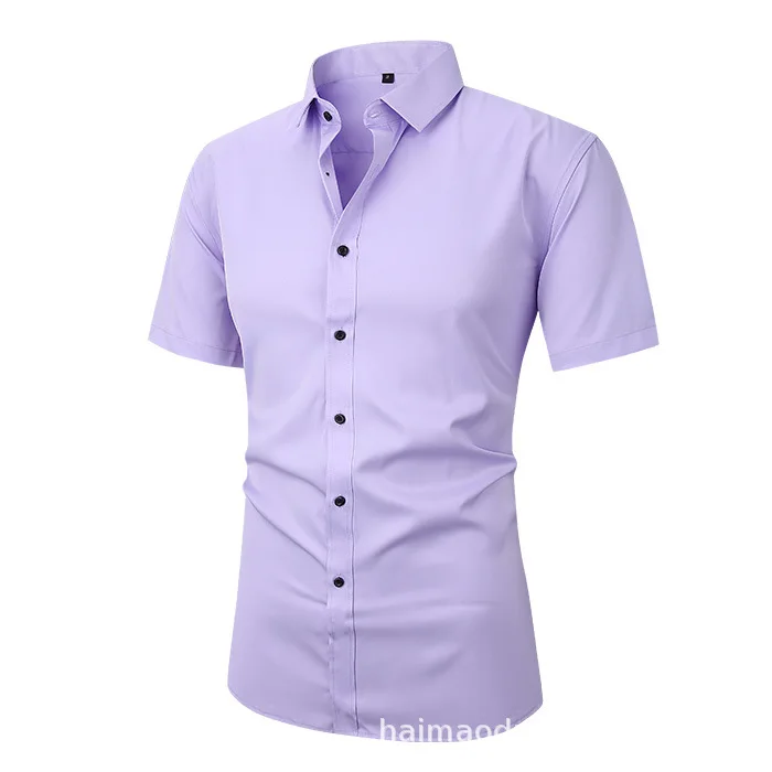 Summer men's short sleeved shirts, company work clothes, business high-end elastic tops, feel