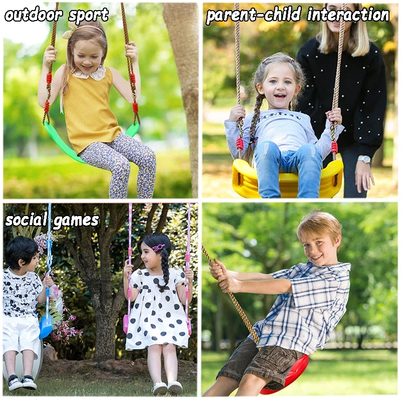 Children Outdoor Swing Set Disc Tree U-shape Adjustable Ropes Swing Playground Garden Active Social Interactive Fun Game for Kid 2