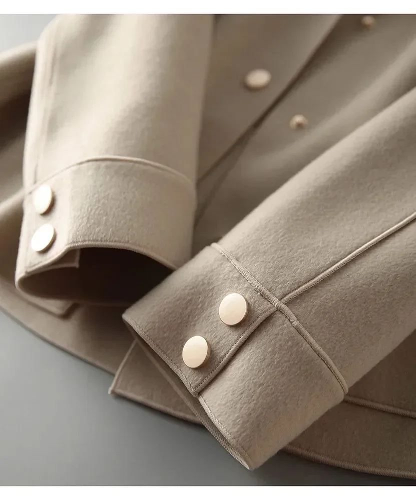 Elegant Fashionable Double-sided Woolen Short Jacket For Women Loose-fit Versatile Top Spring Autumn New Arrival - view