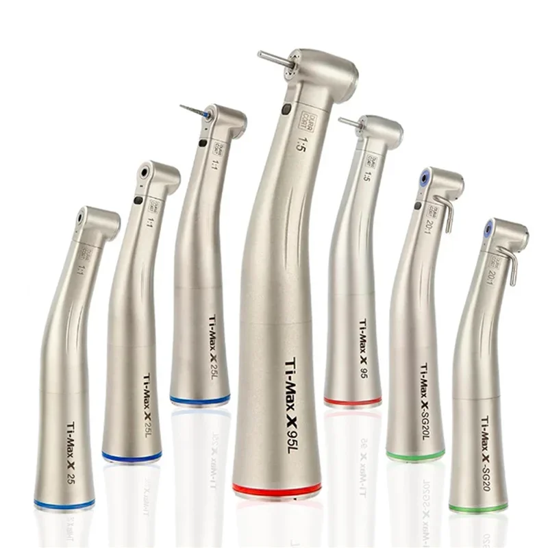 Nsk Pulsante 1:5 Contrangolo Dentale Manipolo Aumentare La Velocità Manipolo Mini Testa Ti Max X95L Interno Spray D'Acqua Anello Rosso