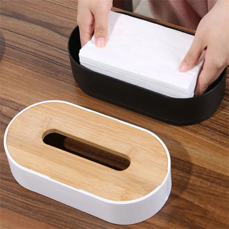 Tissue Box Holder Bamboo Cover Toilet Paper Box Napkin Holder Case Tissue Paper Dispenser Towel Storage Boxes