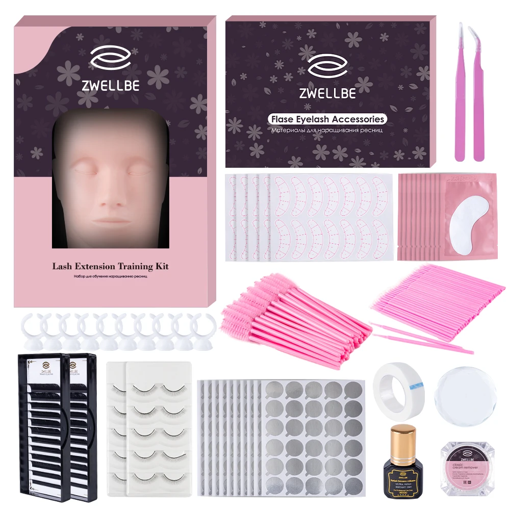 204pcs Eyelash Extension Practice Kit Supplies for Beginner Lash Brush