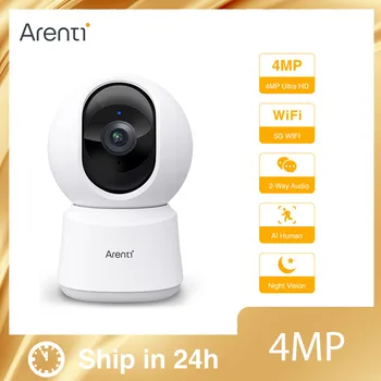 무선 IP 카메라 실내 보안 와이파이 PTZ 카메라, 4MP HD 자동 추적 비디오 감시 CCTV 카메라 P2Q, 4K 8MP 2.4 및 5GHz