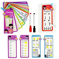 Enhanced Math Mastery Flash Card Set with Erasable Pens - Comprehensive Guide to Addition, Subtraction, Multiplication, Division, and Fractions (Fraction)