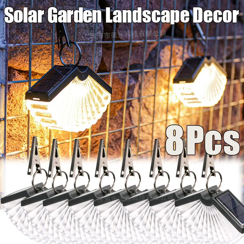 8Pcs Solar Wall Light Outdoor LED Waterproof Motion Sensor Lamp Powered Sunlight For Garden Street Lighting Christmas Decoration