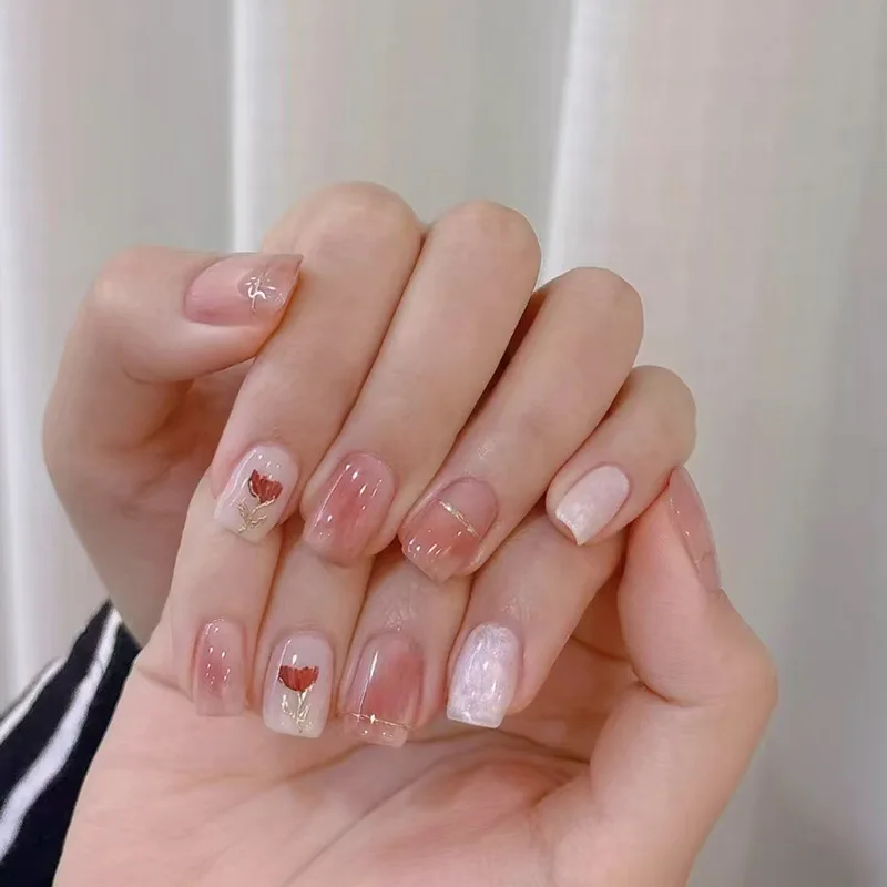 Sparkling Silver French Glitter Press-On Nails - 24-Piece Set