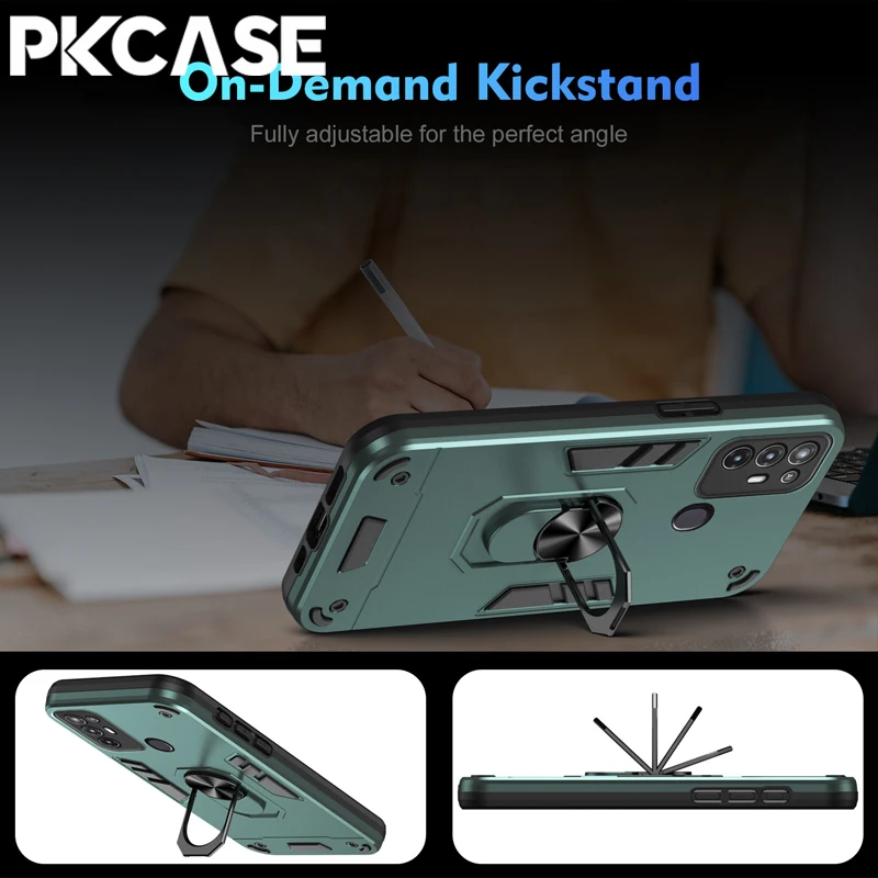 PKCASE Shockproof Case For Infinix Tecno Spark 20 20C 10 10C 9 9T 8C 8T 7 7P Pro Plus Go 2025 2024 2023 2022 Ring Bracket Cover 6