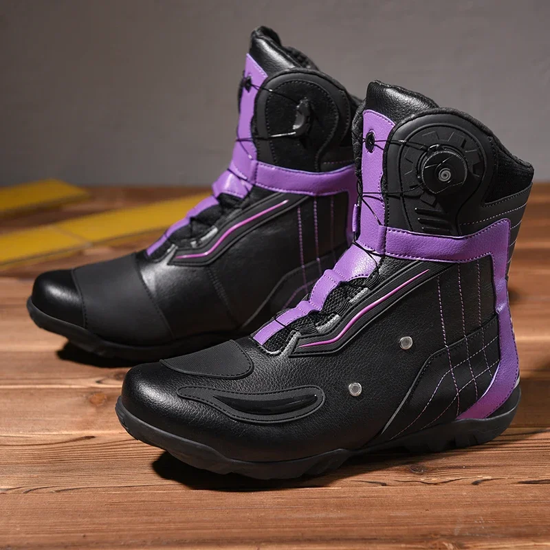 Motorcycle Boots Dirt Riding Breathable Anti-slip Waterproof Microfiber Leather