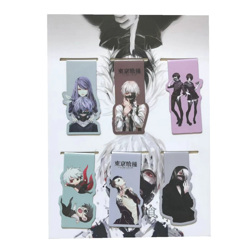 6個東京グールアニメ磁気ブックマーク漫画マグネットしおり児童生徒かわいいギフトブックマークオフィス文具 しおり Aliexpress