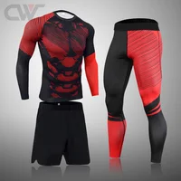 Men's Running Set Gym jogging Thermo Underwear Skins Compression Fitness MMA Rashgard Male Quick-drying Tights Track Suit Mens
