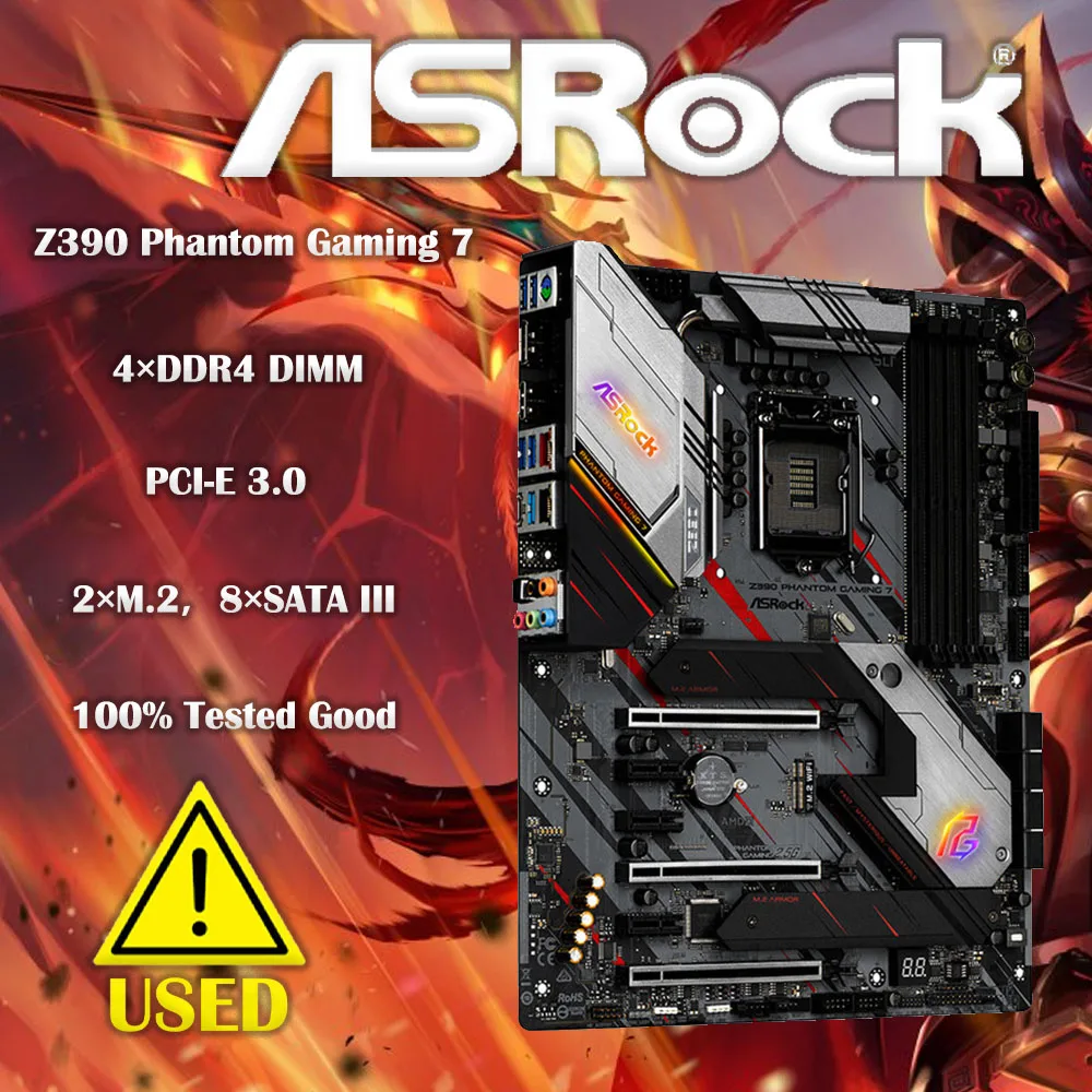 Scheda Madre Usata Asrock Phantom Gaming 7 Intel Z390 Lga1151 Ddr4-Sdram Atx