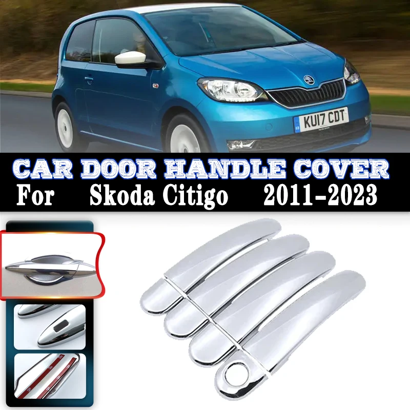 

For Skoda Citigo SEAT Mii VW UP 2011~2023 Car Anti-rust Door Handles Covers Exterior Scratch Protective Decor Car Accessories