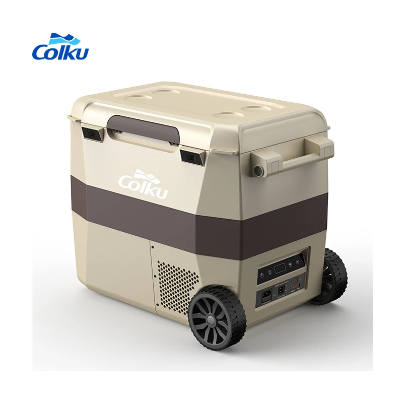 

12v dc compressor camping fridge Free pull 59L multifunctional car fridge camper portable car fridge refrigerator with wheel