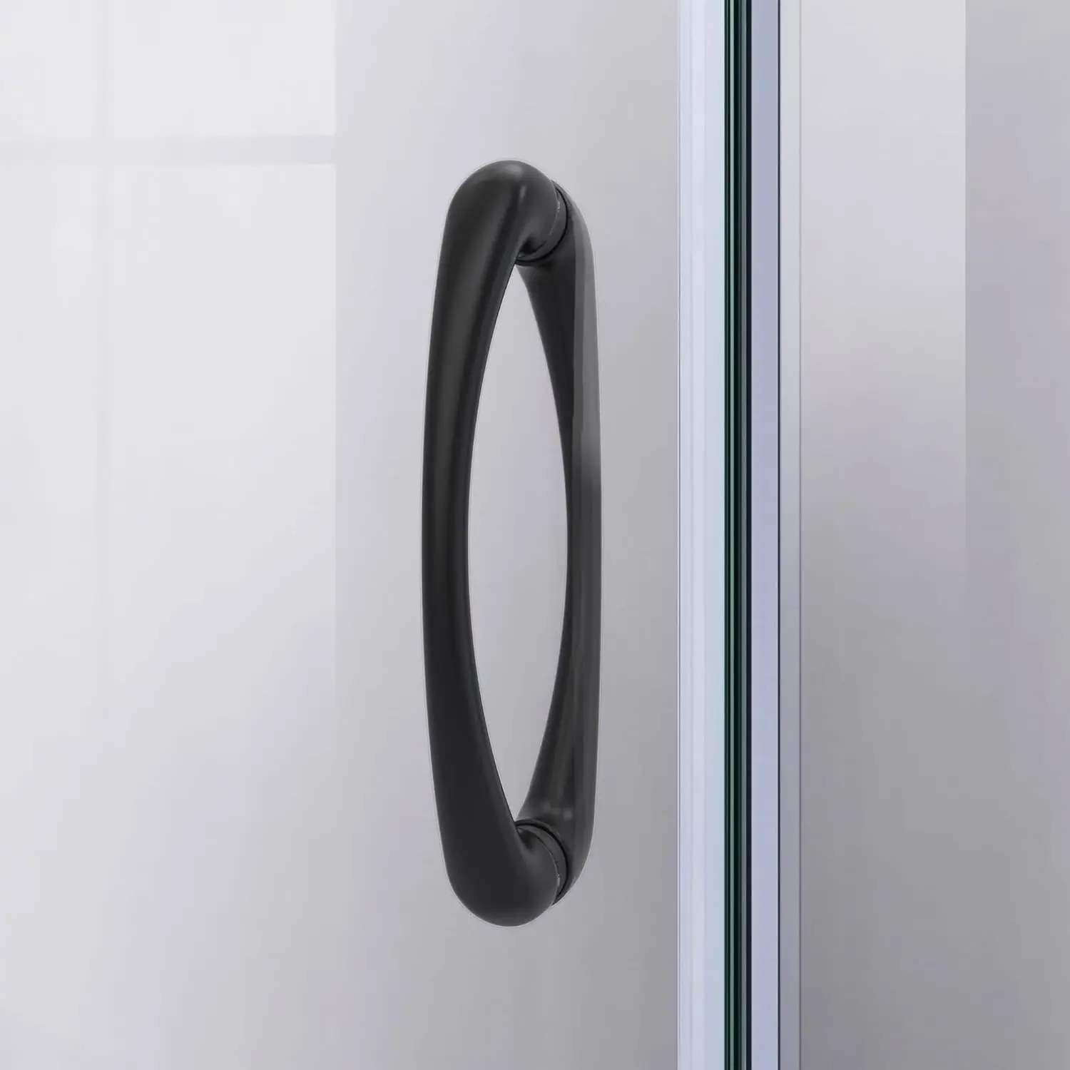 Semi Frameless Clear Glass Sliding Shower Enclosure in Brushed Nickel with White Base Kit Perfect for smaller spaces 2
