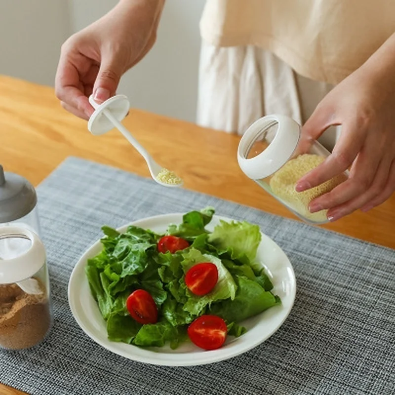 Boîte à Épices 4 Compartiments Rose - Présentoir Condiments Avec Cuillères Et Couvercle Transparent Boîte à Épices 4 Compartiments Rose - Présentoir Condiments Avec Cuillères Et Couvercle Transparent