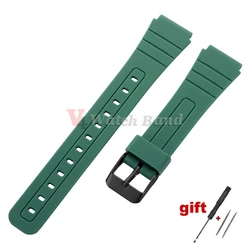 Silicone Waterproof Watch Strap Replacement Band - 18mm (Green - Black)