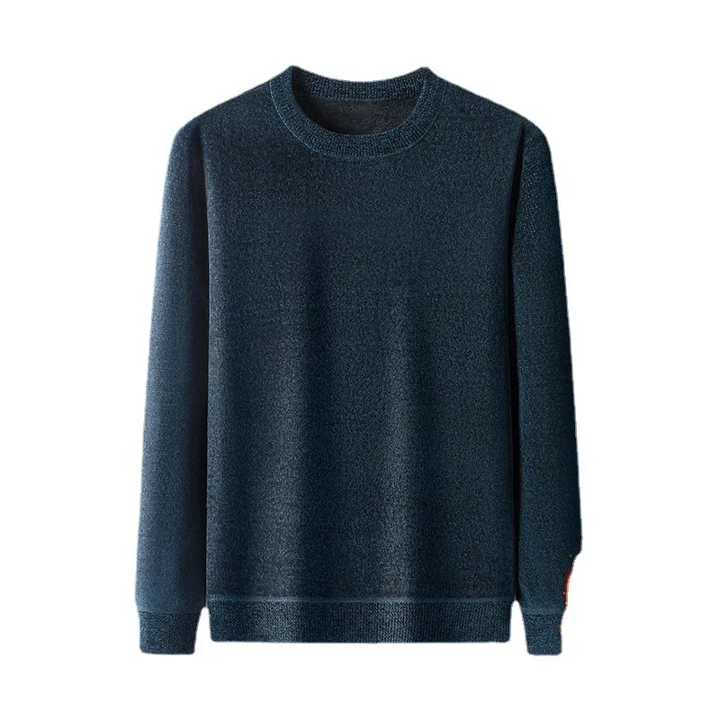 3 Colors!2023 Autumn and Winter Men's New Plush Chenille Pullovers Thickened Sweaters Knit Warm Round Neck Pullover Top Sweater