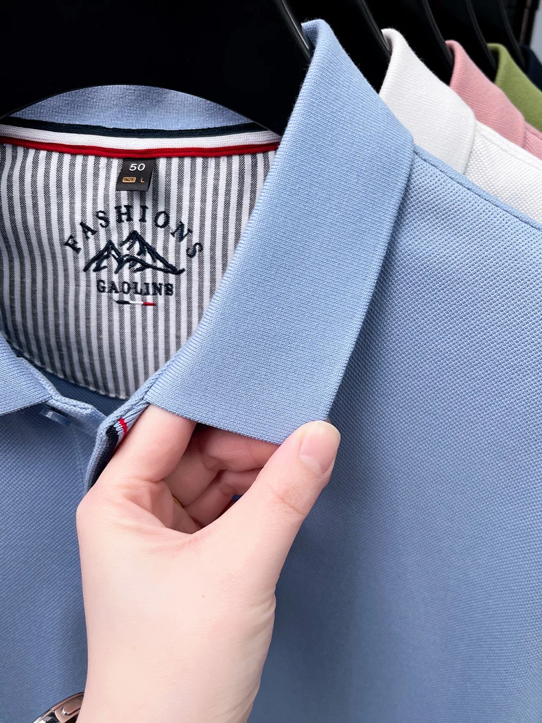 Luxury 100% cotton men's short sleeve polo shirt fashionable stripes comfort texture summer new high-end business casual T-shirt 30 S8056faf685274d5da35c2a98d9859f1f3