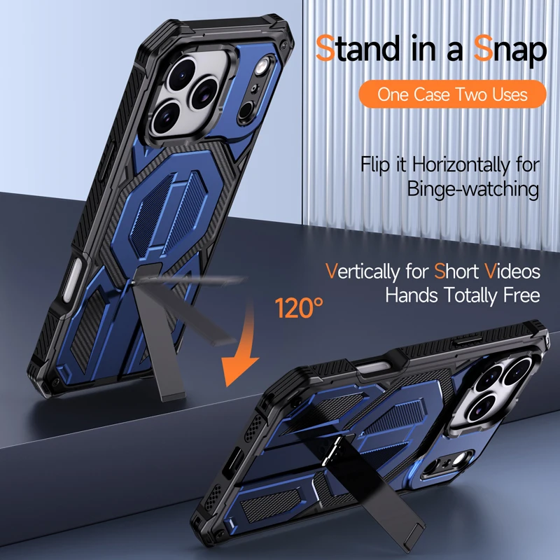 ELVEV Magnetic Rugged Armor Shockproof Phone Case with Bracket