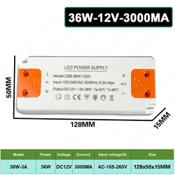 Dimmable 12V LED Power Supply Transformer for Cabinet Lighting (36W - 12V 3000MA)