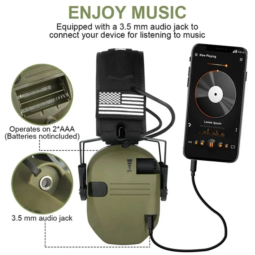 New Tactical Headphones Electronic Hearing Protection Foldable Headphones Active Noise Cancellation Hunting Earmuffs Bag wireless headphones electronic earmuffs tactical headset noise cancelling headphones