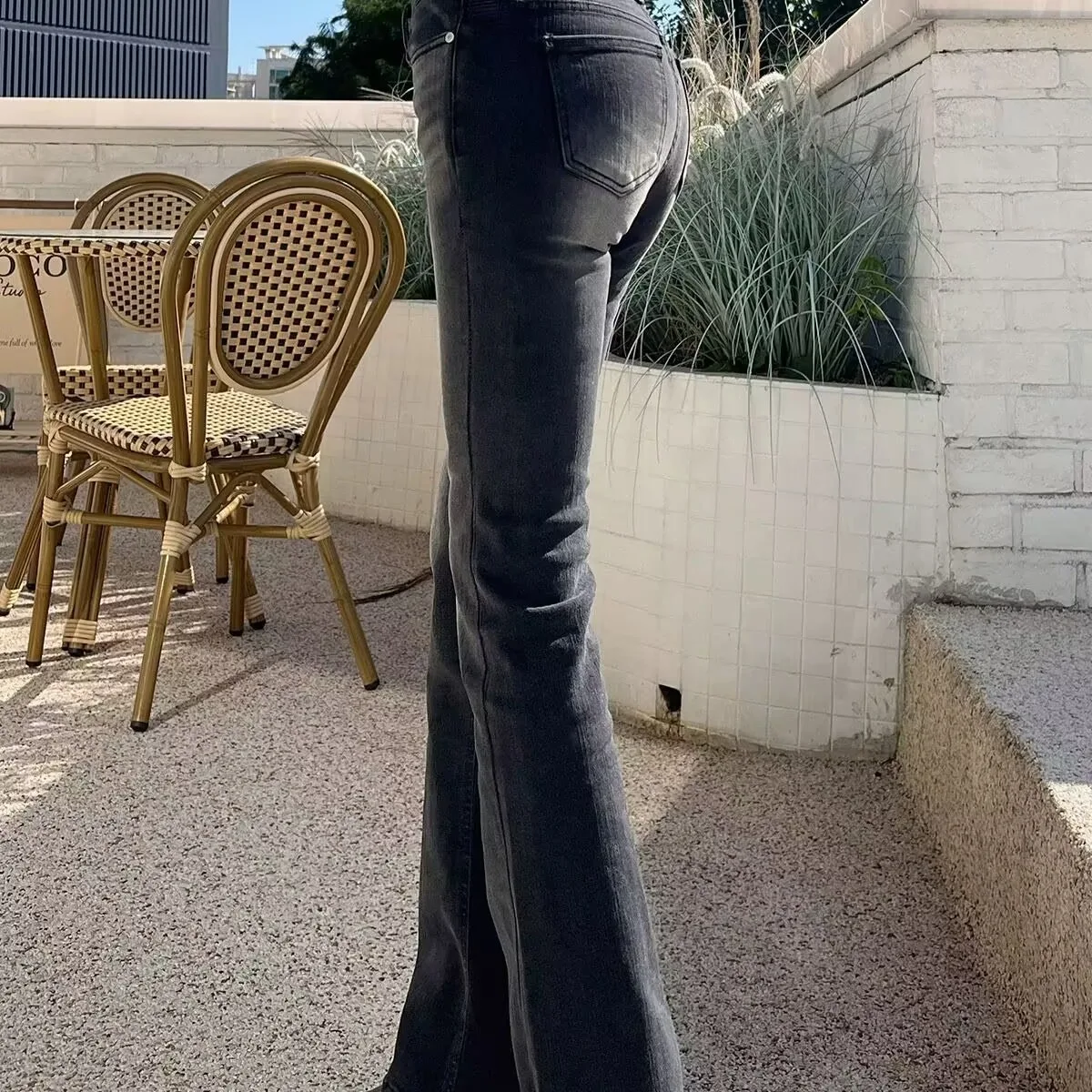 Low Waist Bell Bot Jeans Dongda Gate Leg Slimming Hip Lifting Bla ey Denim Women's Faion Spring Summer Autumn Winter