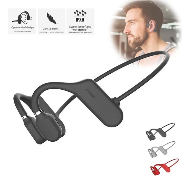 Casque Conduction Osseuse Bluetooth 5.0 - Écouteurs Sport Sans Fil, IPX5 étanches, Micro HD, Autonomie 8h, Poids 58g - Pour Running, Vélo, Sport En Extérieur