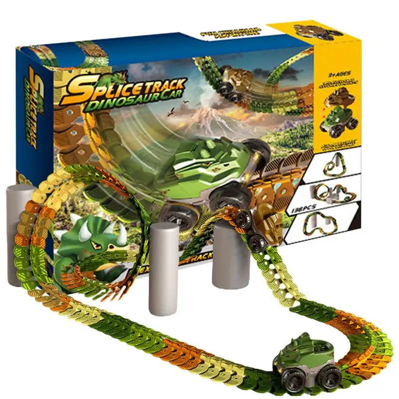 

Puzzle Track Car Play Set Dinosaur Racing Car Puzzle Track Over 3 Years Old Kids Learning Education Toys For Classroom Living
