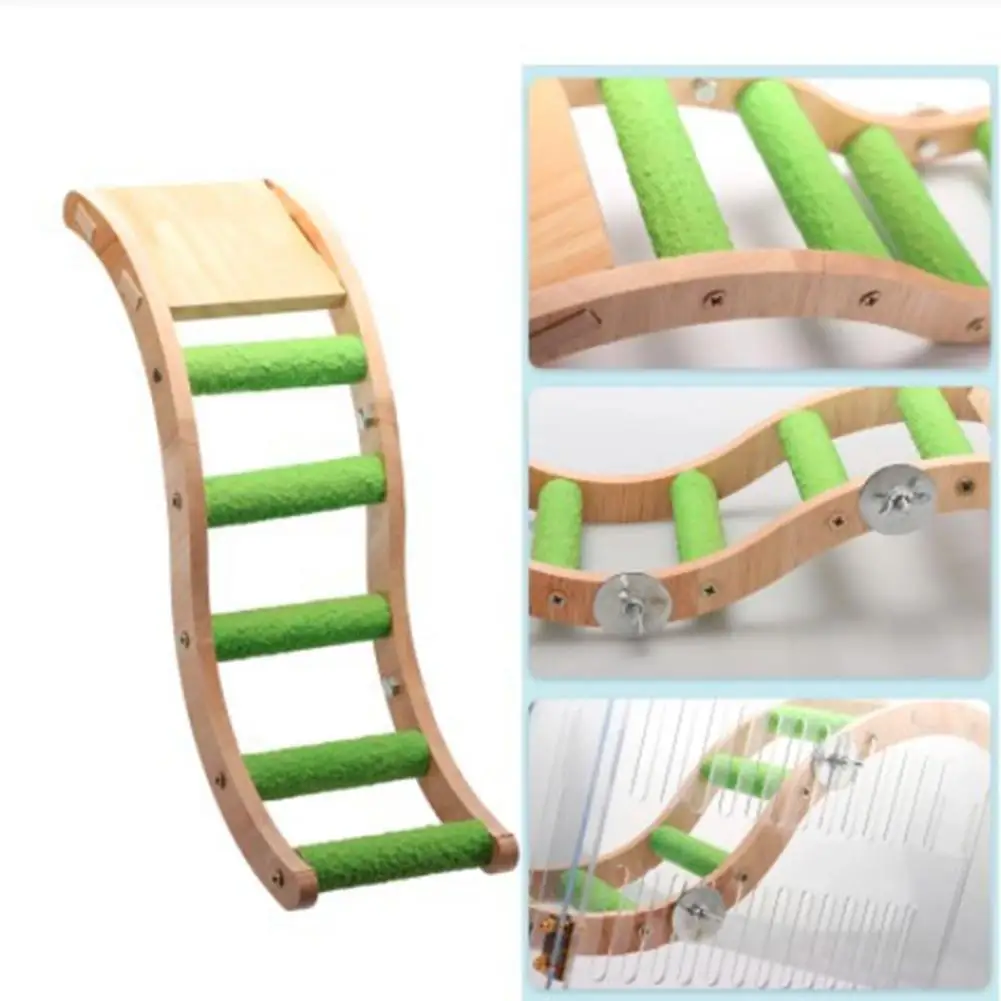 Pet Interactive Parrot Toy Colorful Ladder Wood Birds Ladder for Hamster Cage Funny Grinding Sticks Climbing Toy Bird Accessories bird toys