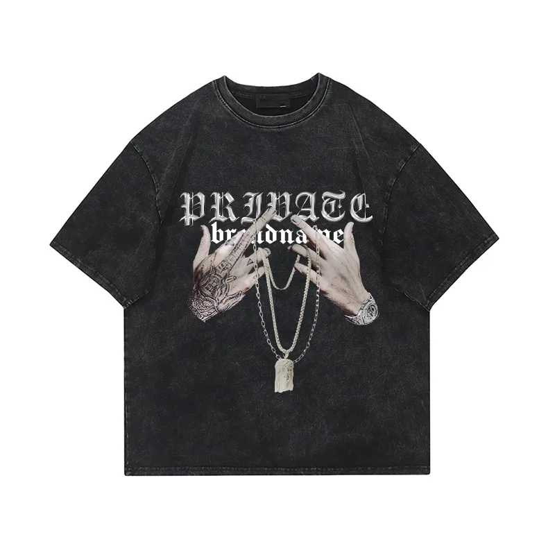 

Fashion High Street Vintage T Shirts Streetwear Printed Washed Retro Hip Hop Tees Oversized Short Sleeve Tops
