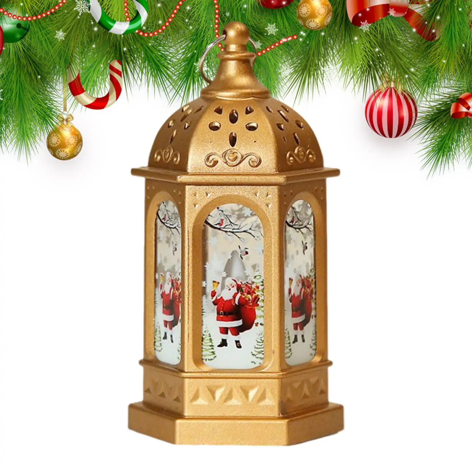 Christmas Lantern Castle Night Light Christmas Decorations Vintage Home Decor Party Decoration for Xmas Holiday