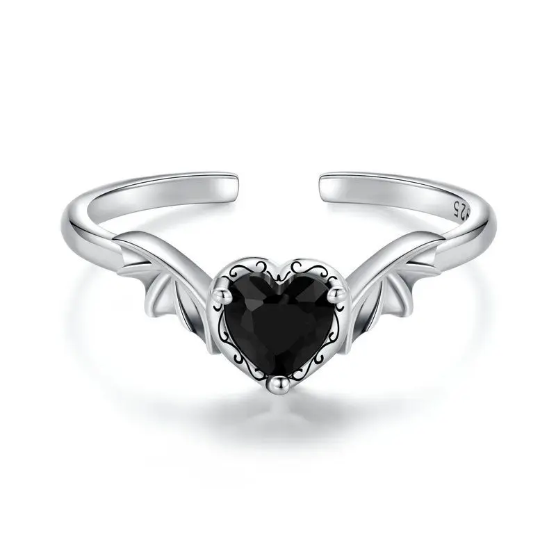 Elegant Adjustable Sterling Silver Zircon Open Ring
