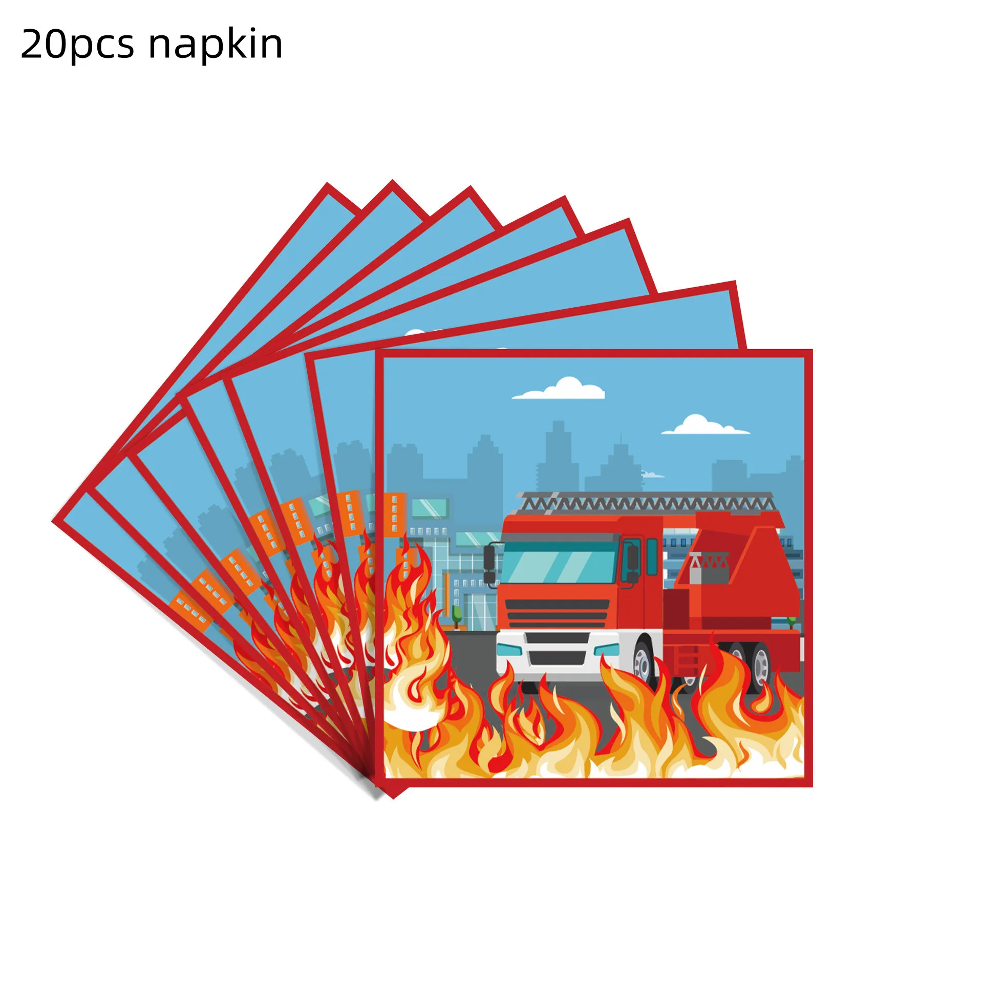 Description Picture 6 of itemFireman Fire Truck Birthday Decoration Disposable Tableware Fire Engine Balloon Tablecloth Cup Plate Baby Shower Kid Party Suppl