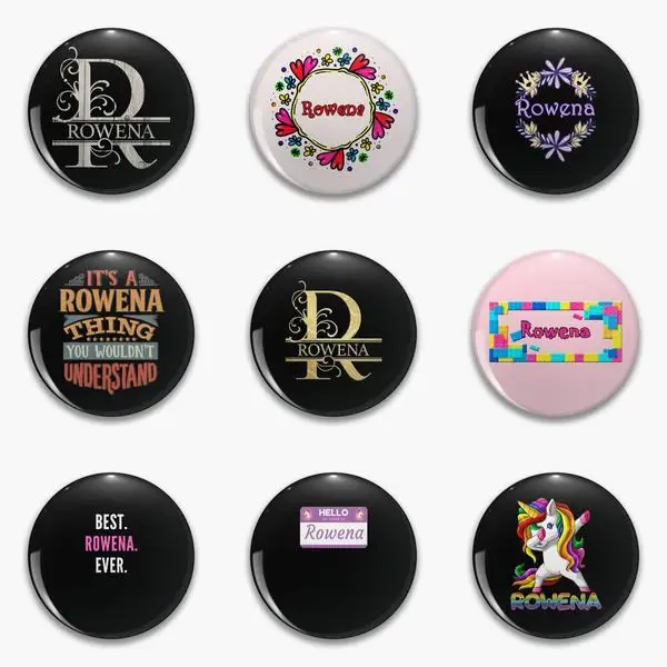 

Rowena Name Wood Style Monogram Letter The Gift For Soft Button Pin Cute Collar Fashion Badge Decor Brooch Metal Gift Lapel Pin
