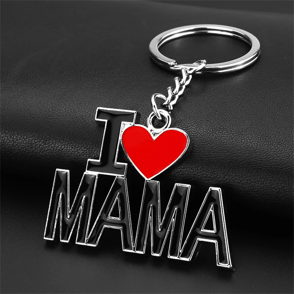 Fashion Metal Letter Love Keychains Charms Mother Father Creative Gift Key Rings Car Bag Accessories Hanging Pendant Wholesale