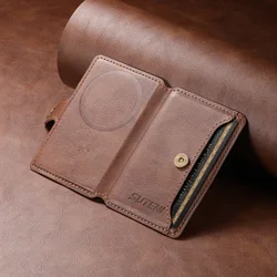 Sleek Leather Magnetic MagSafe Card Holder - Premium Mobile Wallet (Brown)