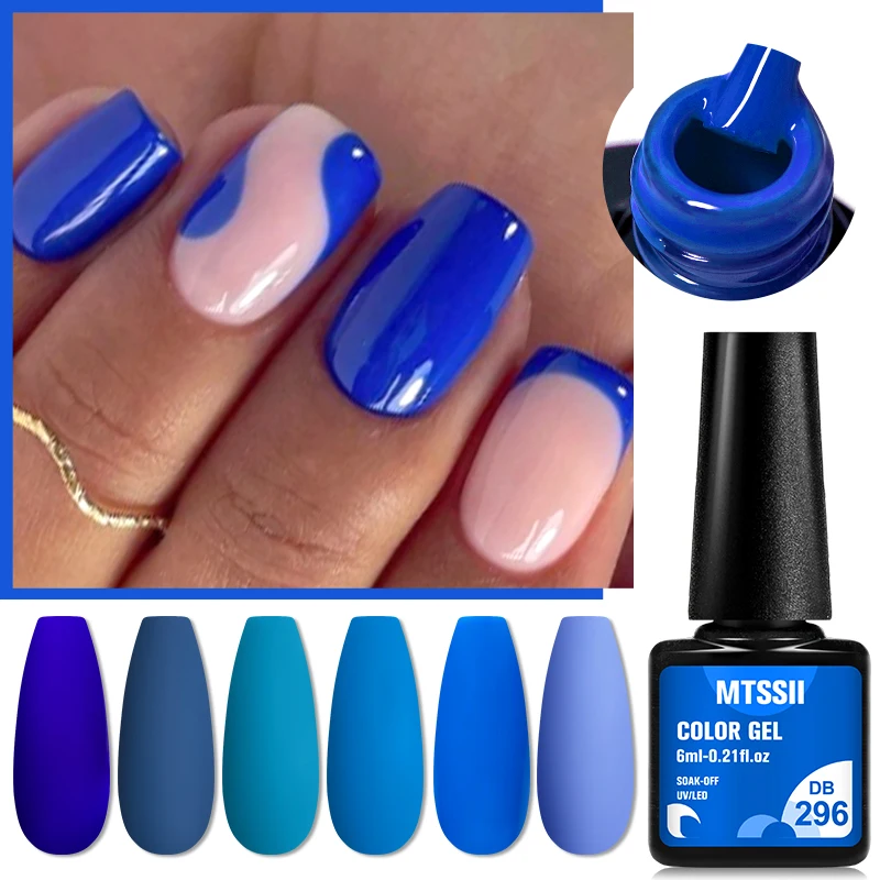 Mtssii 6ML Matte Blue Color Gel Nail Polish Autumn Winter Deep Color Semi Permanent Soak Off Nail Art For Manicure Gel Varnish 5