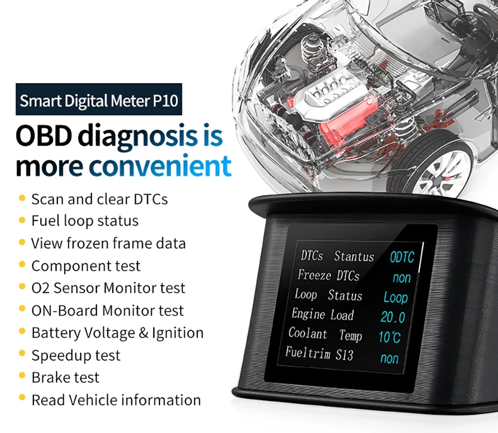 OBD HUD P10 Pro OBD2 Smart Digital Meter Head Up Display Digital Speedometer On