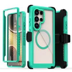 Hybrid Armor XT Magnetic Case - Anti - Drop Protective Cover with Clip - Galaxy S26 Ultra (Light green)