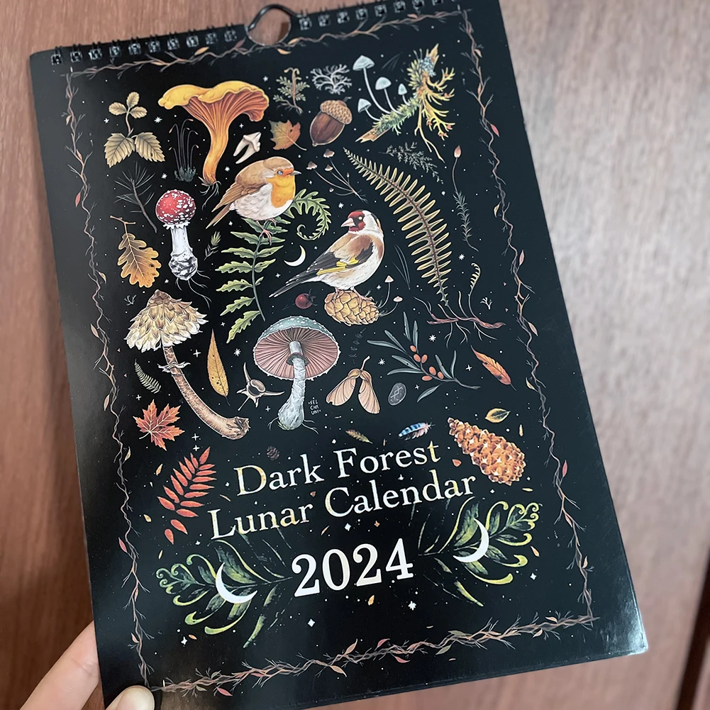 New Dark Forest Lunar Calendar Original Illustrated Wall Pendant for Office Home Art Moon Calendar Creative Gift Room Decor