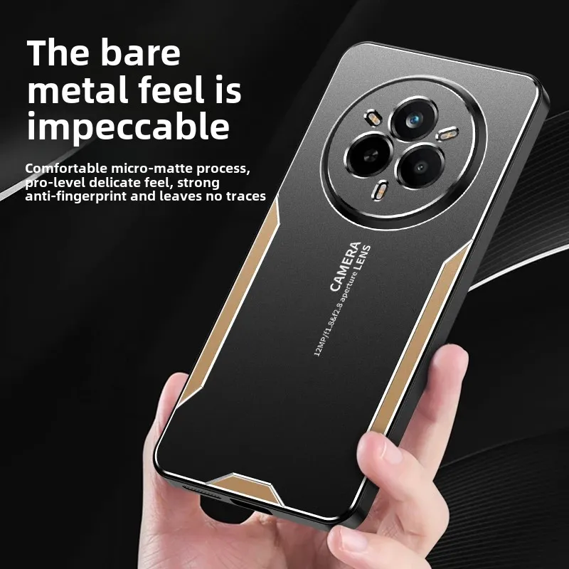 Luxury Aluminum Alloy Metal Matte Back Case with Cold Skin Feel - Shockproof Protective Phone Cover