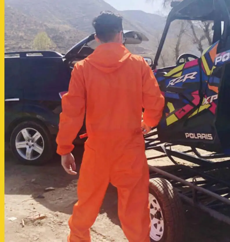 Plus Size New Streetwear Men Clothing Handsome Tooling Male Jumpsuit Overalls Men Fashion Orange Hooded Coverall Trousers