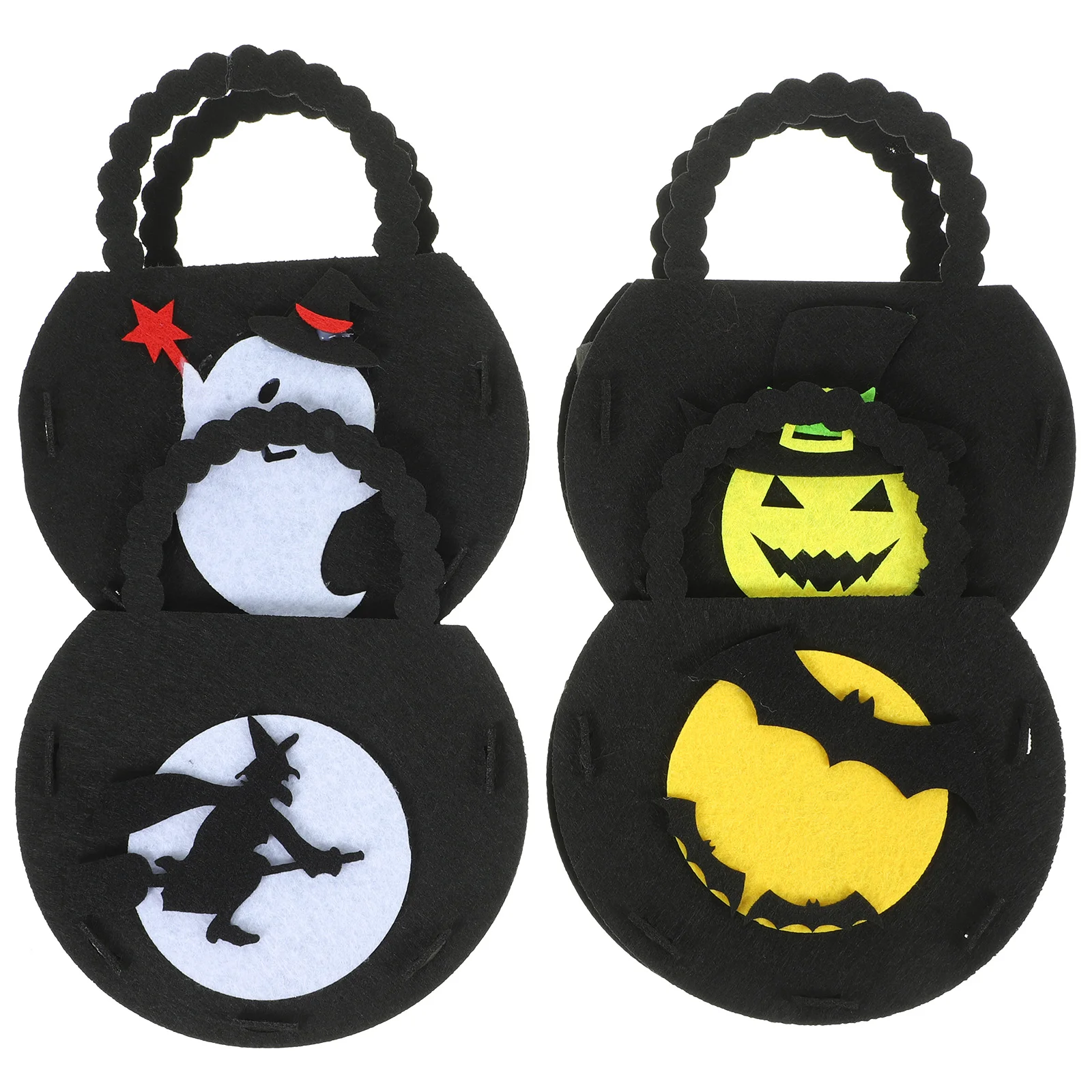 

4pcs Halloween Themed Candy Bags Handle Candy Gift Felt Bags Packing Pouches