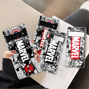 Marvel Luxury Logo Cartoon For Google Pixel 8 7A 7 6A 6 5A 5 4 4A XL 5G Transparent Silicone Shockproof Shell Phone Case