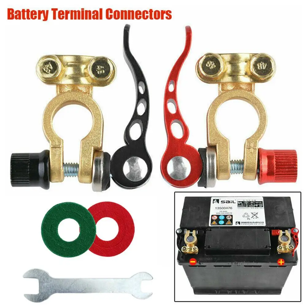 1 Pair Of Battery Terminals 12 V 24 V Battery Pole Terminals With M8 Bolts  Car Battery Connector Pole Clamp Universal Connection Terminals For Car Boa